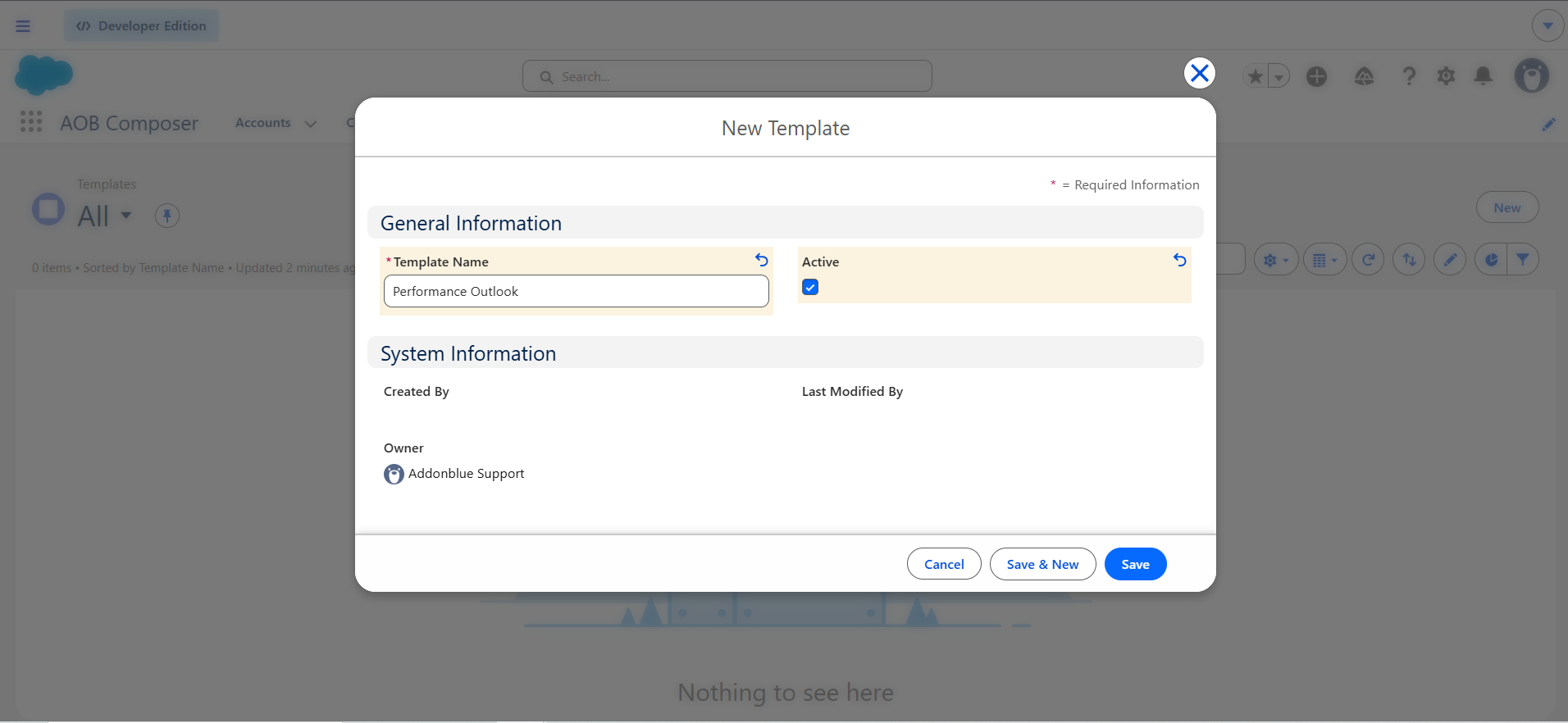 Create and Preview Template: screenshot 1