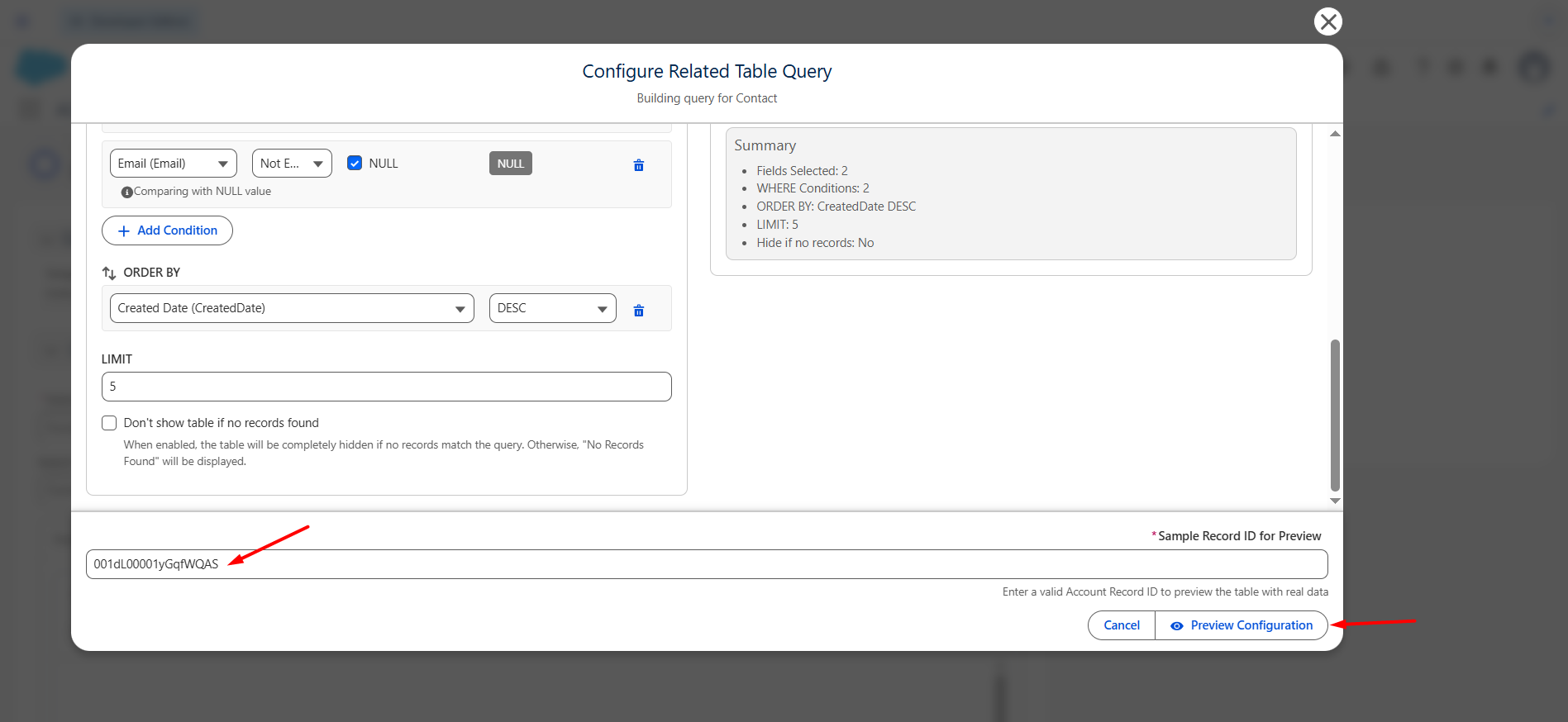 Add tables to the template: screenshot 6
