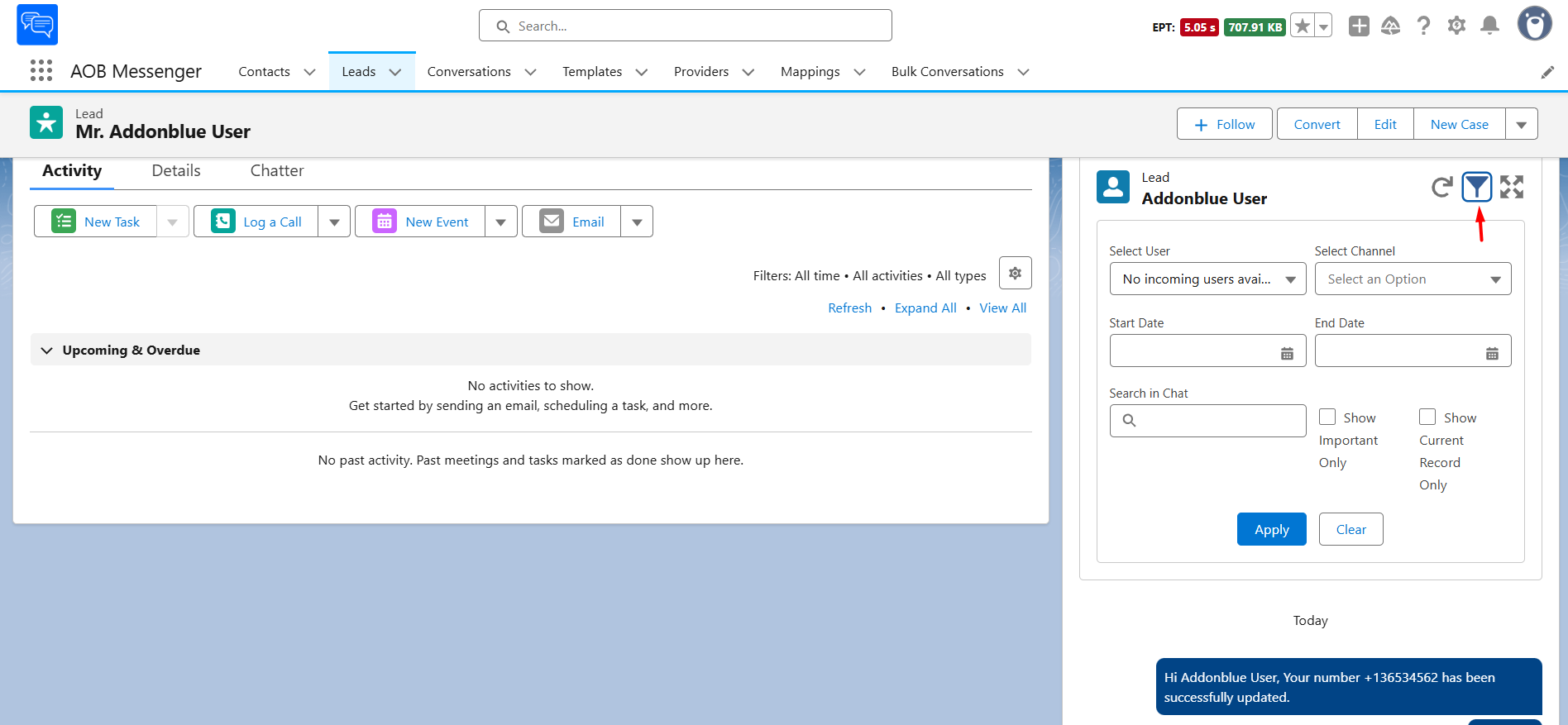 Sending SMS/MMS from Conversation Component: screenshot 5