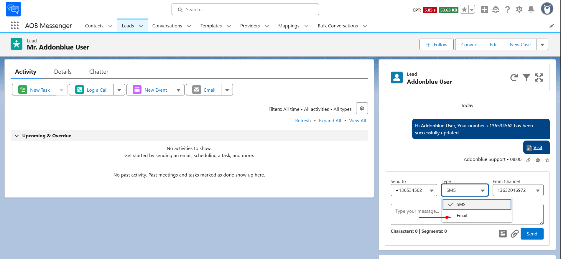 Sending Email from Conversation Component: screenshot 1