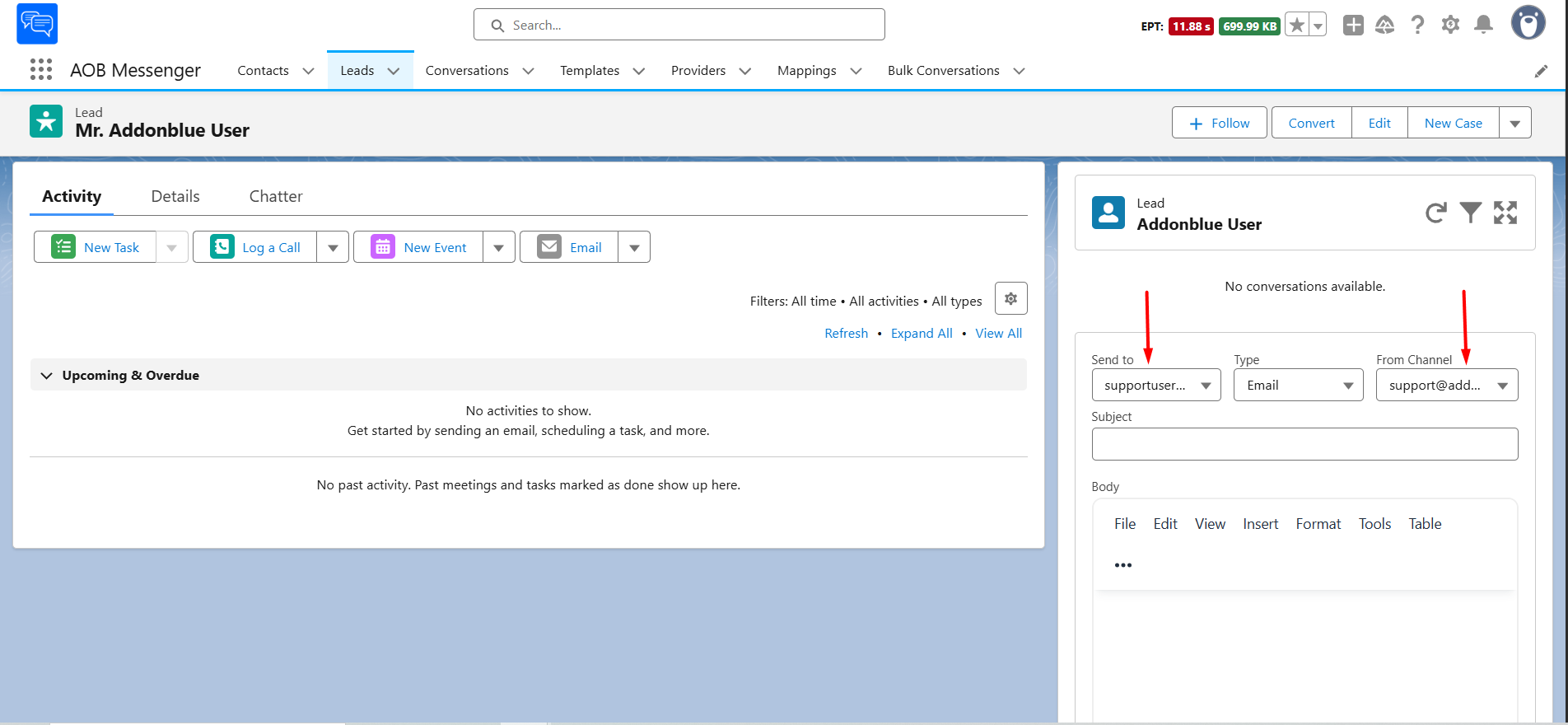 Sending Email from Conversation Component: screenshot 2