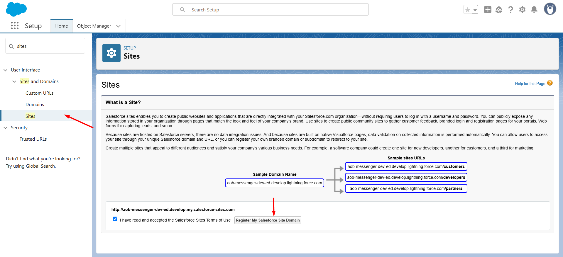 Setup Sites for Incoming Webhook Requests: screenshot 1