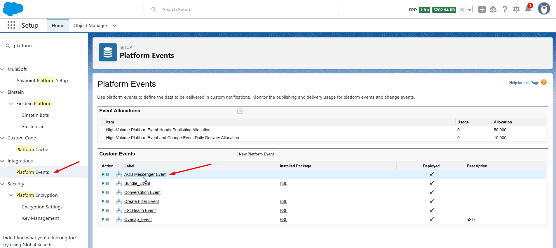 AOB Messenger Subscriber Event setup: screenshot 3