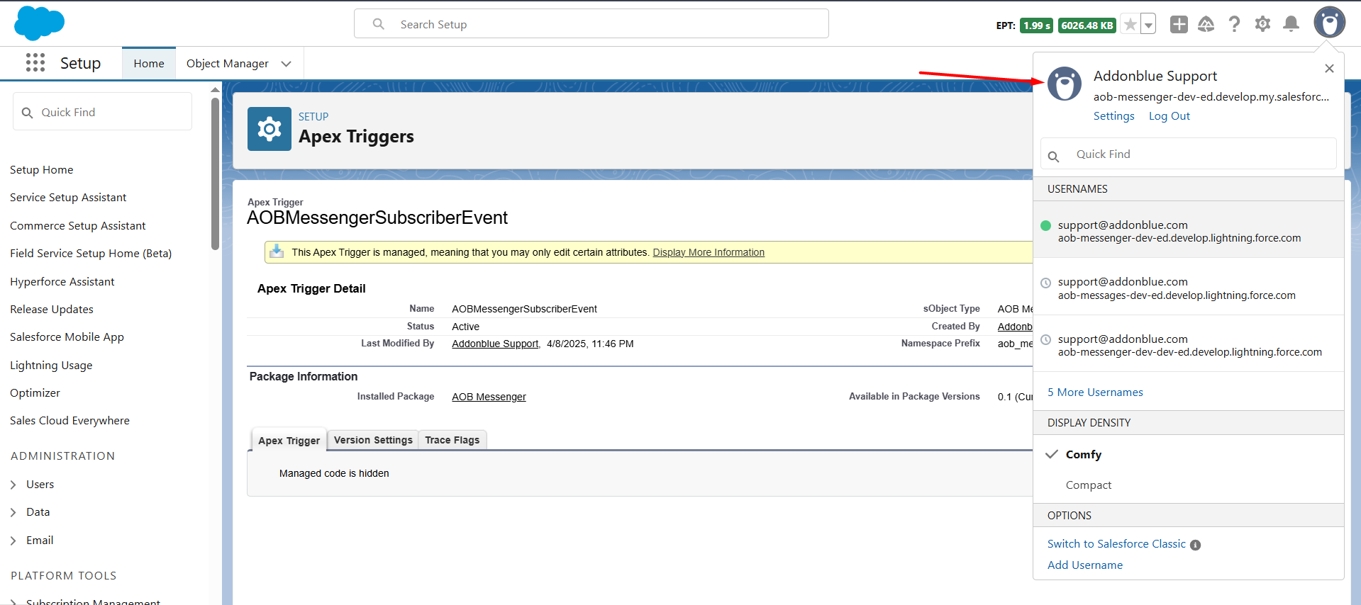 AOB Messenger Subscriber Event setup: screenshot 6