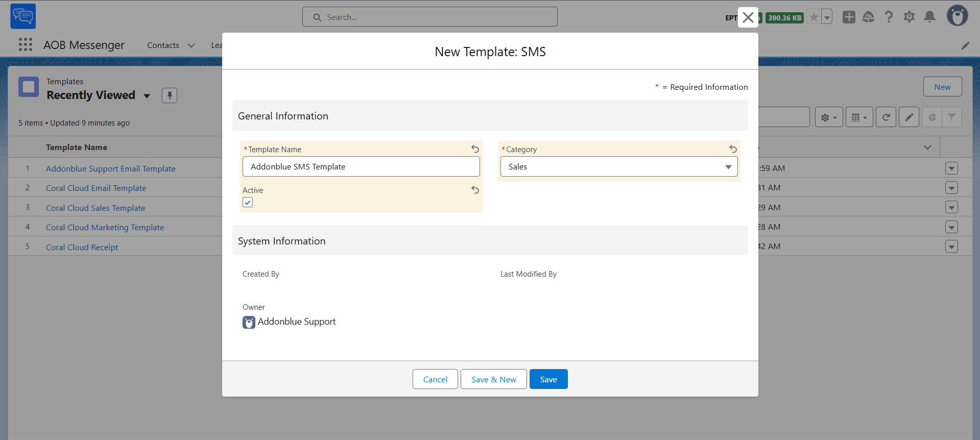 Create and Preview SMS Template: screenshot 1