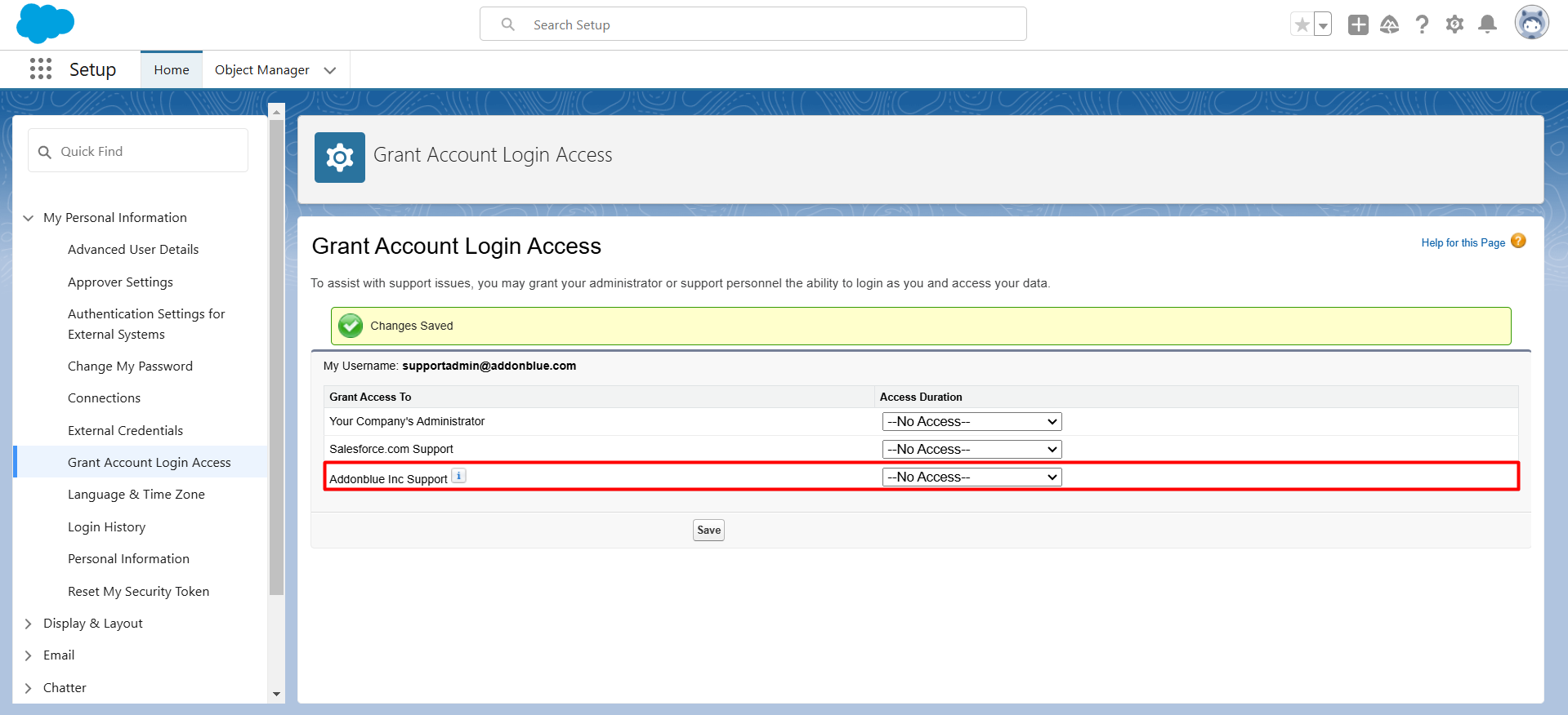 Grant Addonblue Access to Your Org: screenshot 1