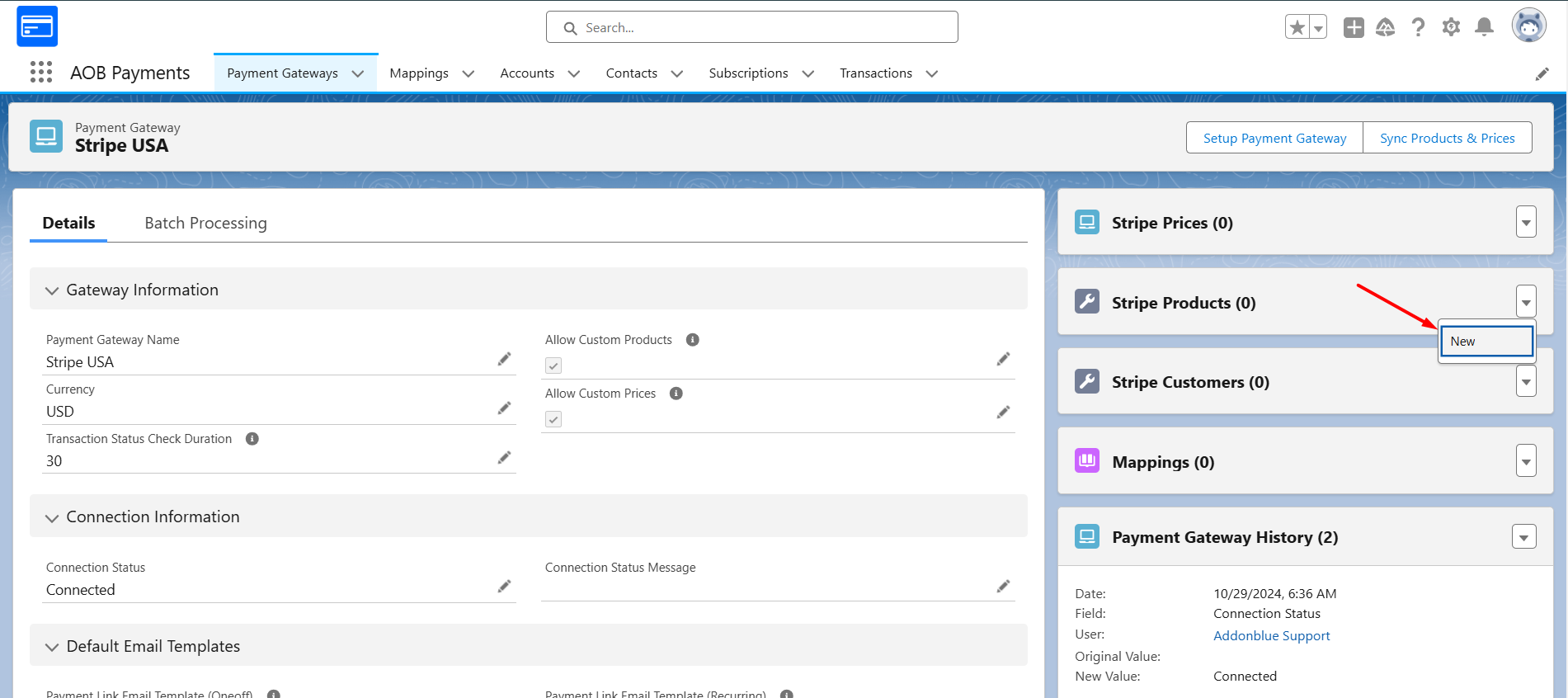 Product and Price creation: screenshot 1