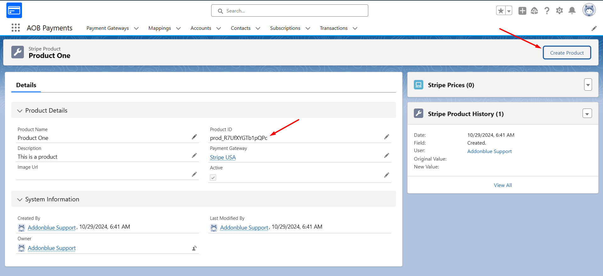 Product and Price creation: screenshot 2