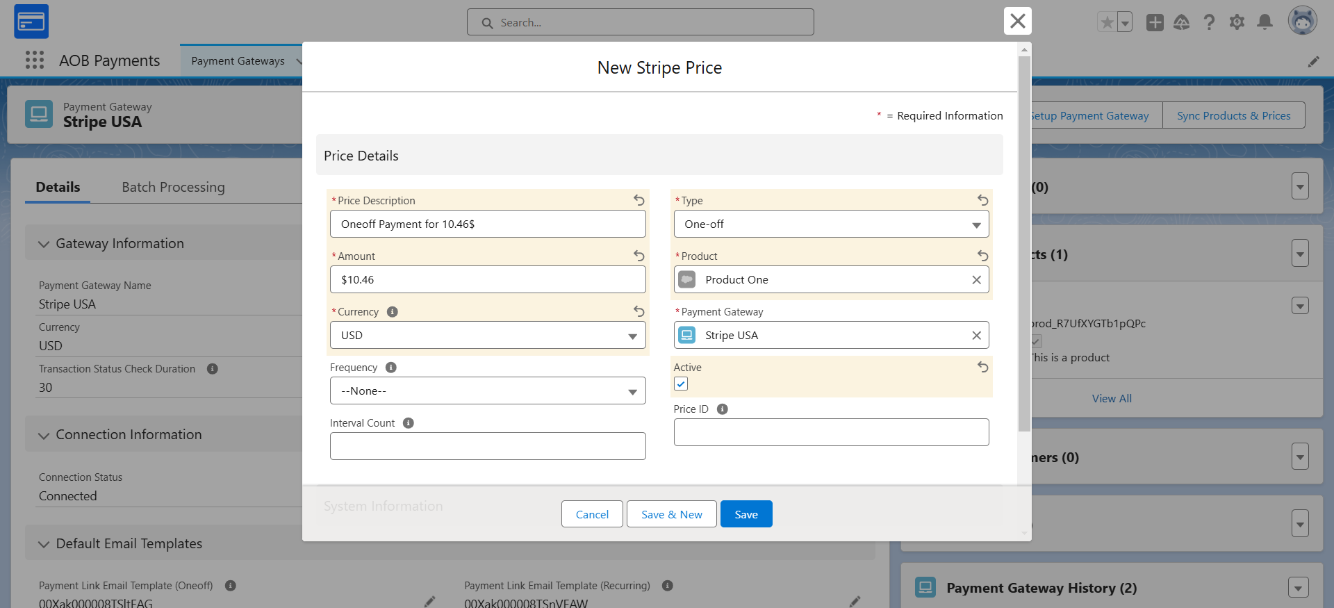 Product and Price creation: screenshot 3