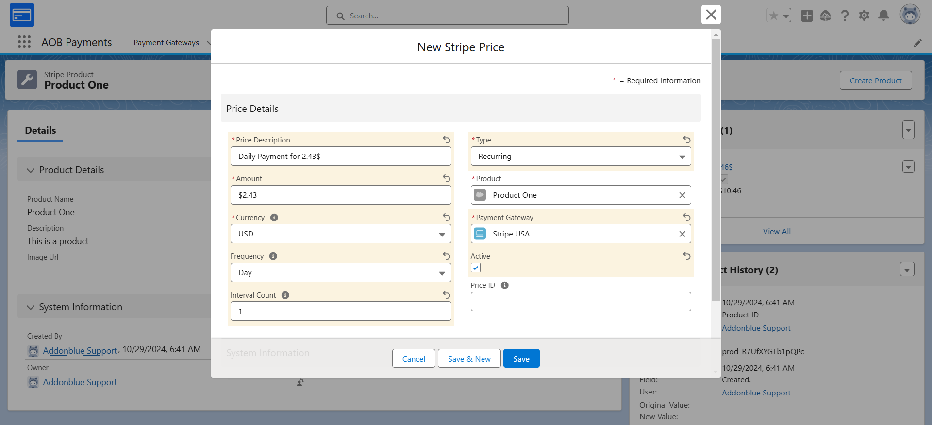 Product and Price creation: screenshot 5