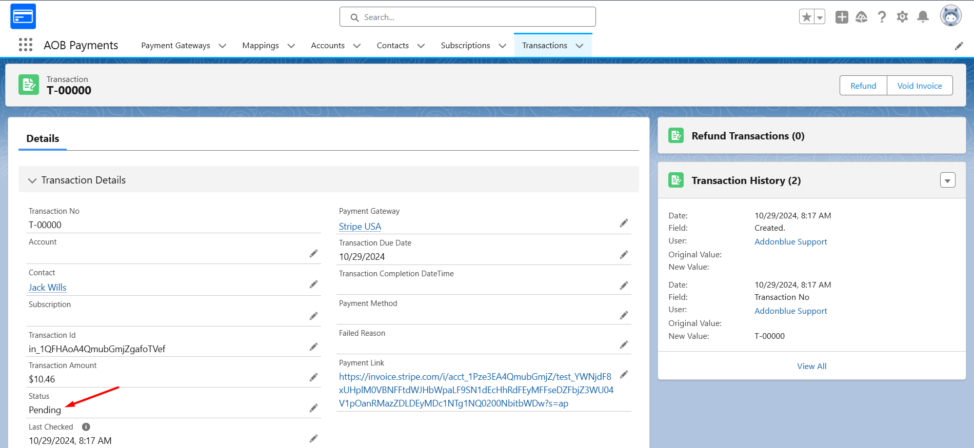 Perform One-off payment: screenshot 3