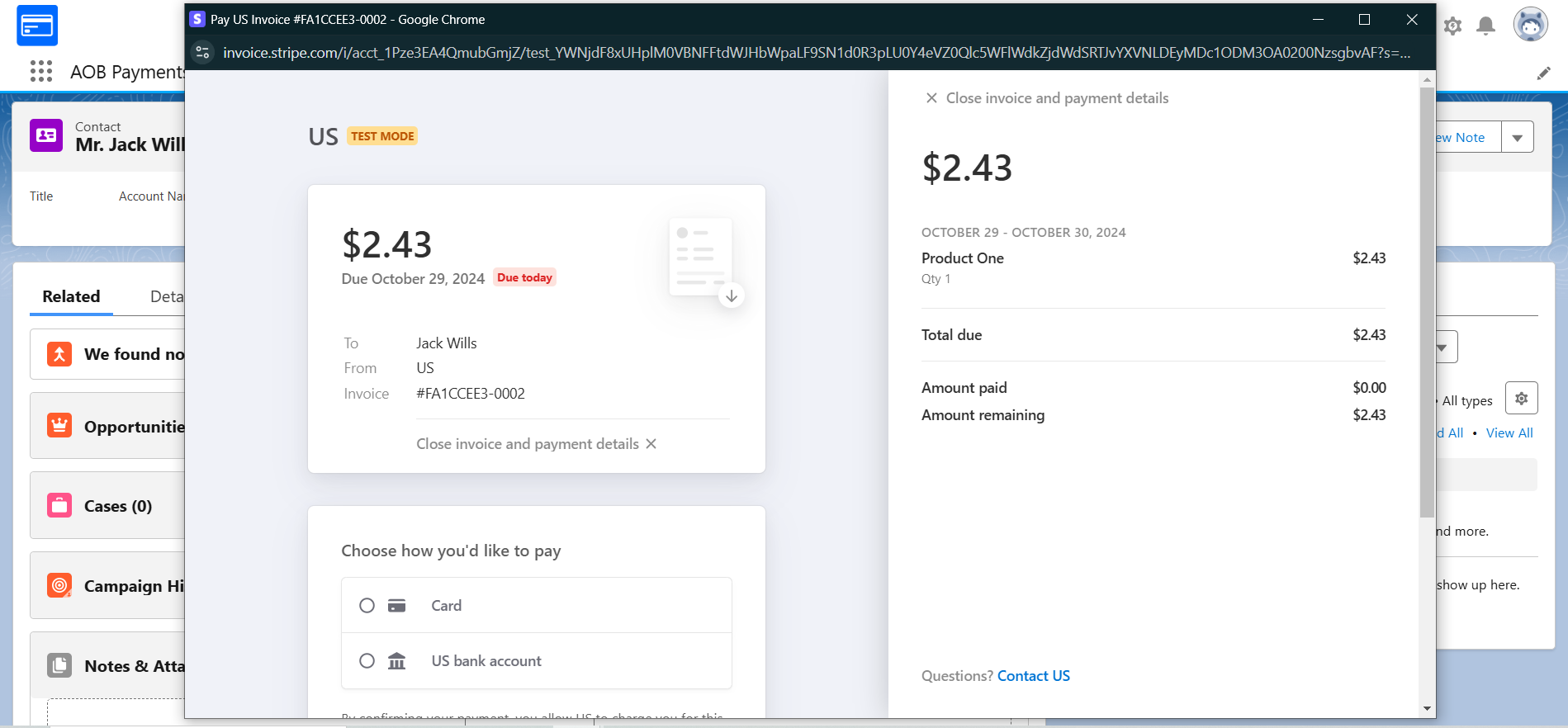 Perform Recurring payment: screenshot 2