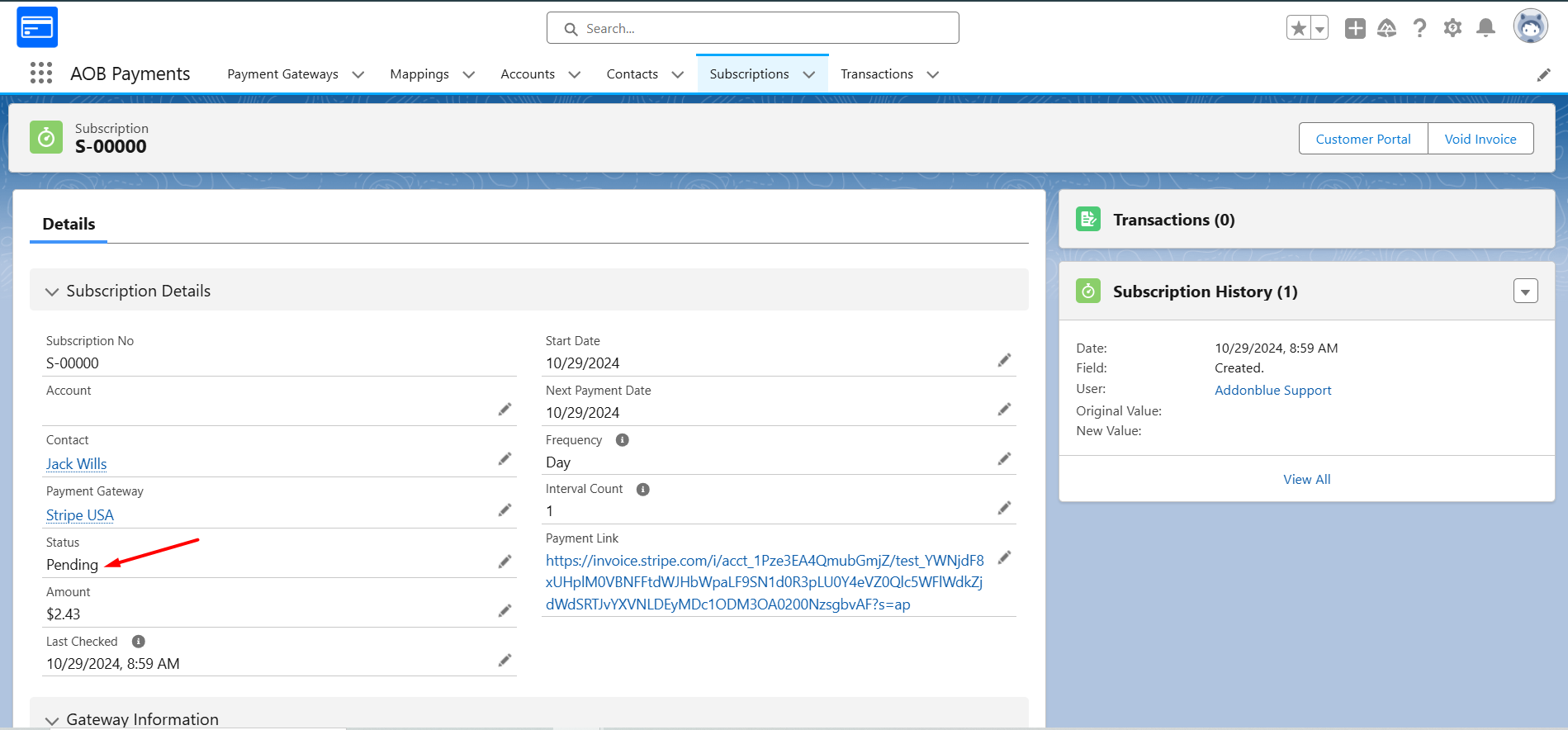 Perform Recurring payment: screenshot 3