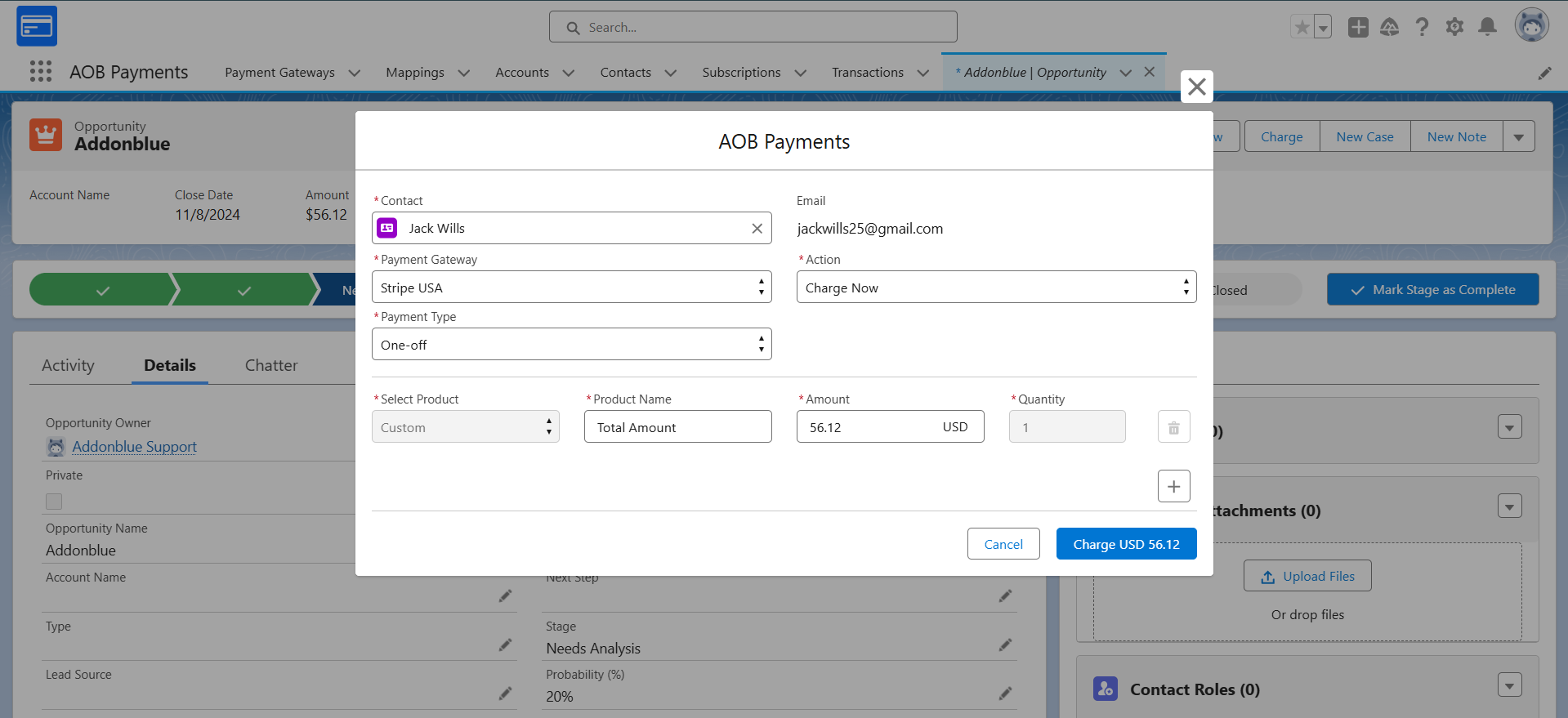 Perform One-off payment from Mapping Object: screenshot 1