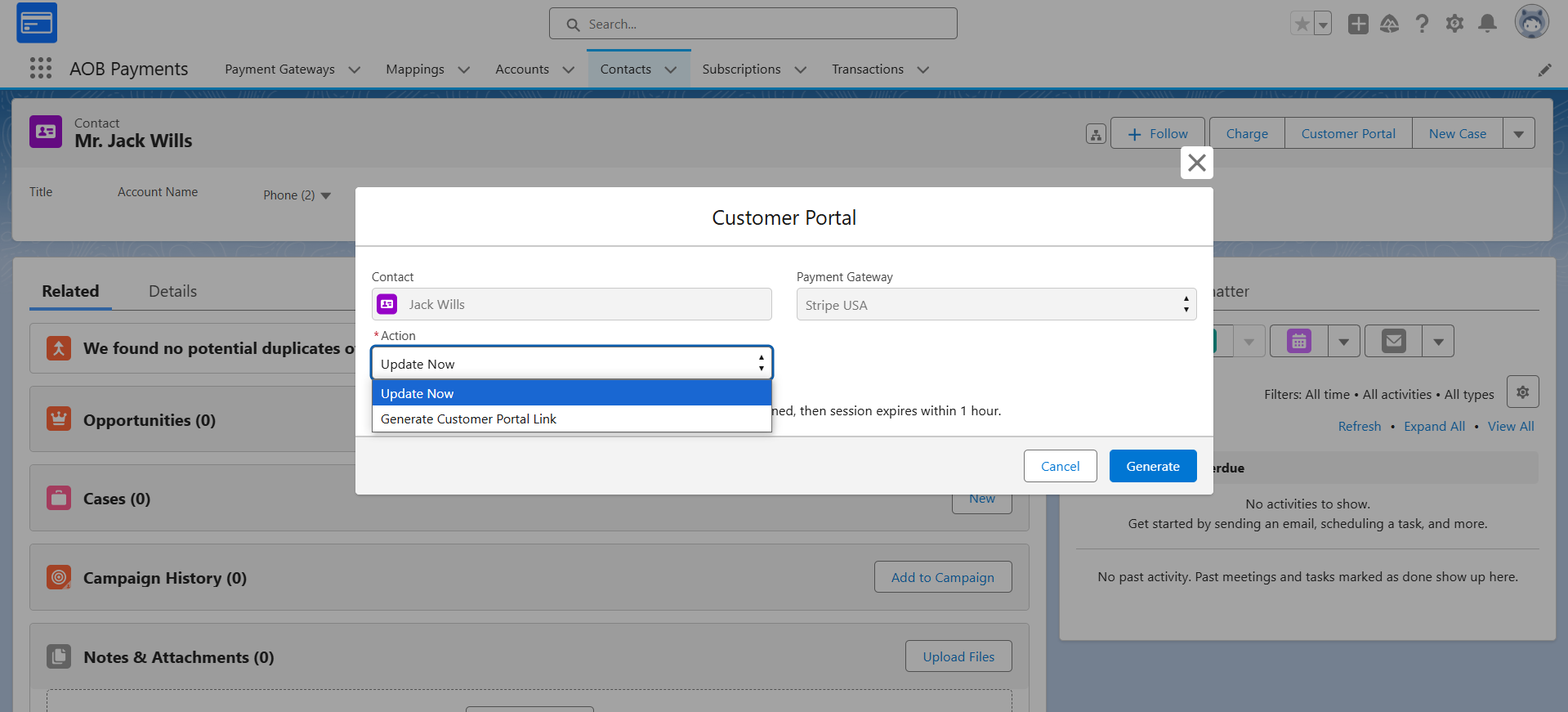 Cancel a Subscription from Customer Portal: screenshot 2