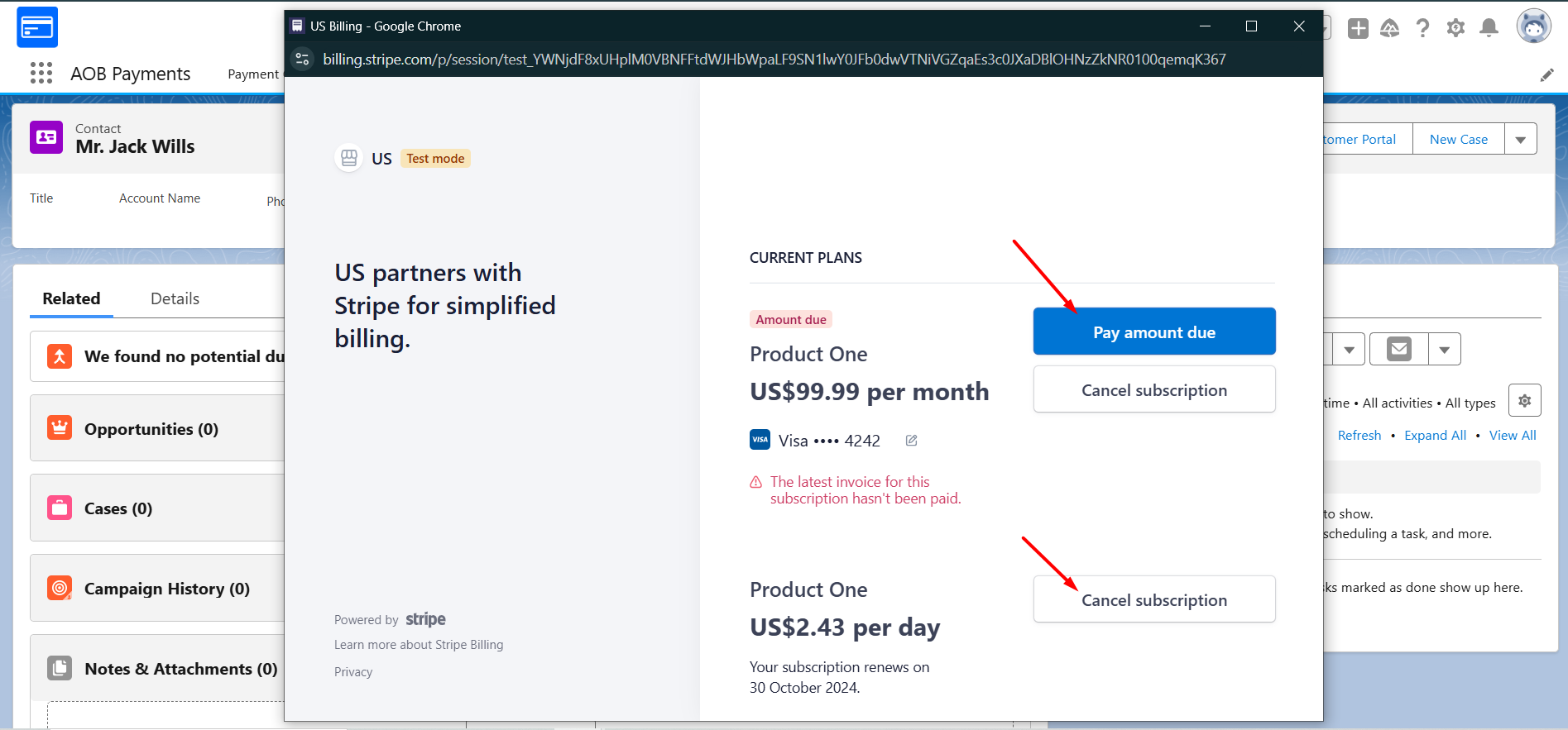 Cancel a Subscription from Customer Portal: screenshot 3