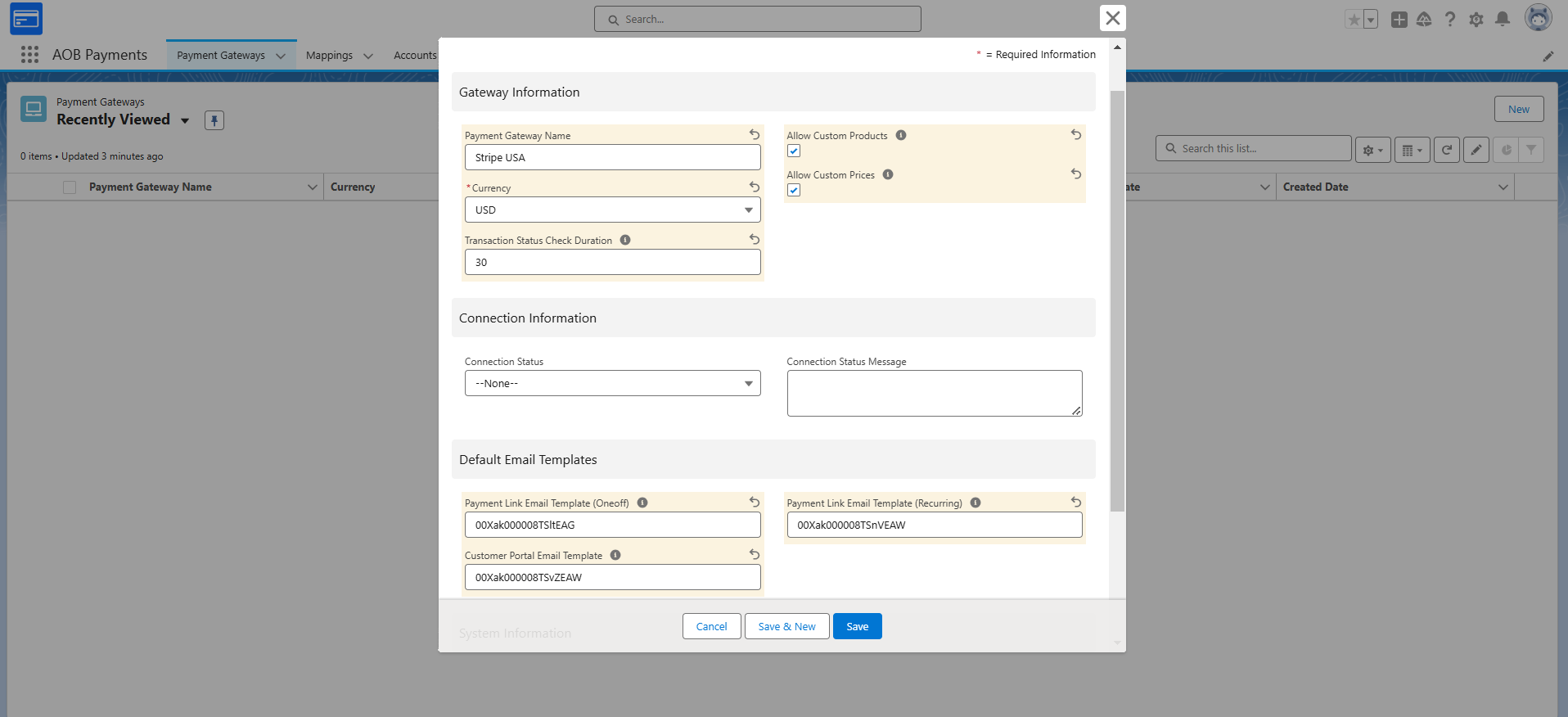 Setup payment gateway: screenshot 1
