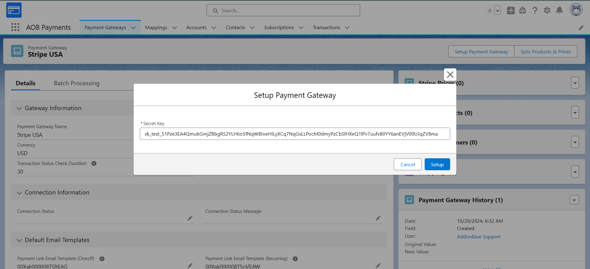 Setup payment gateway: screenshot 2